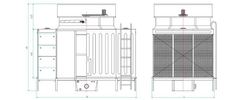 FRP Crossflow Cooling Tower Ultra Low Noise